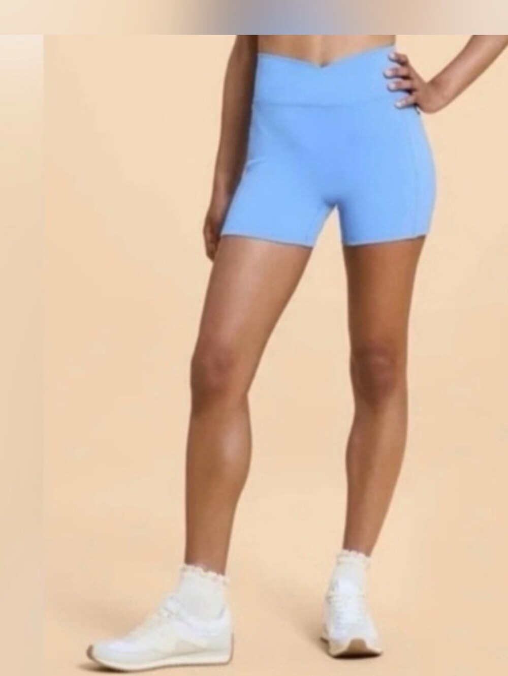 Blogilates Womens Crisscross Scrunch Bike Shorts Blue